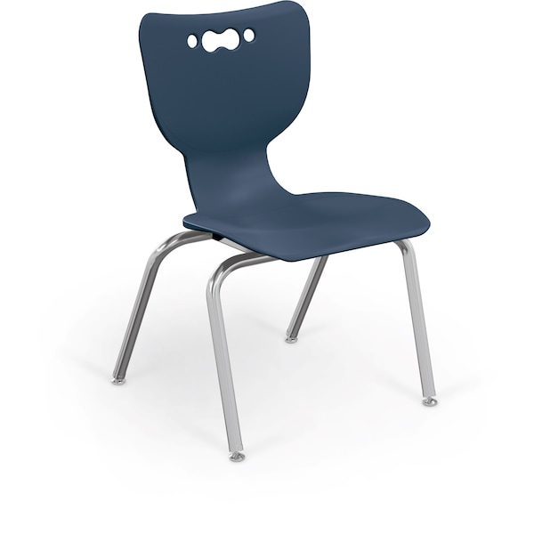 Hierarchy School Chair, 4 Leg, 16" Chrome Frame, Navy Armless Shell, PK5